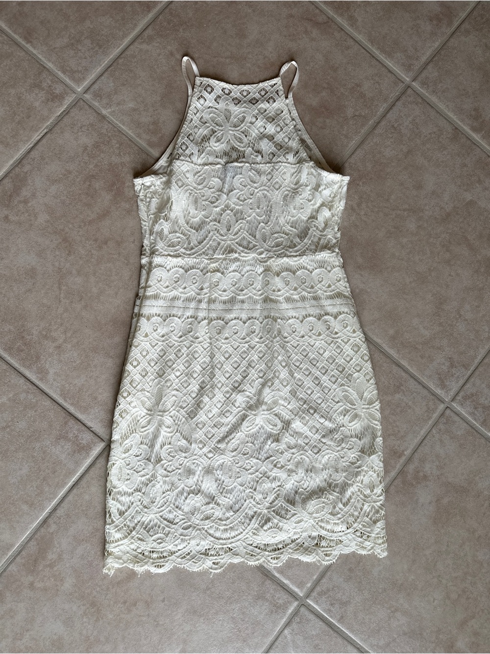 Express Ivory Lace Halter Mini Dress